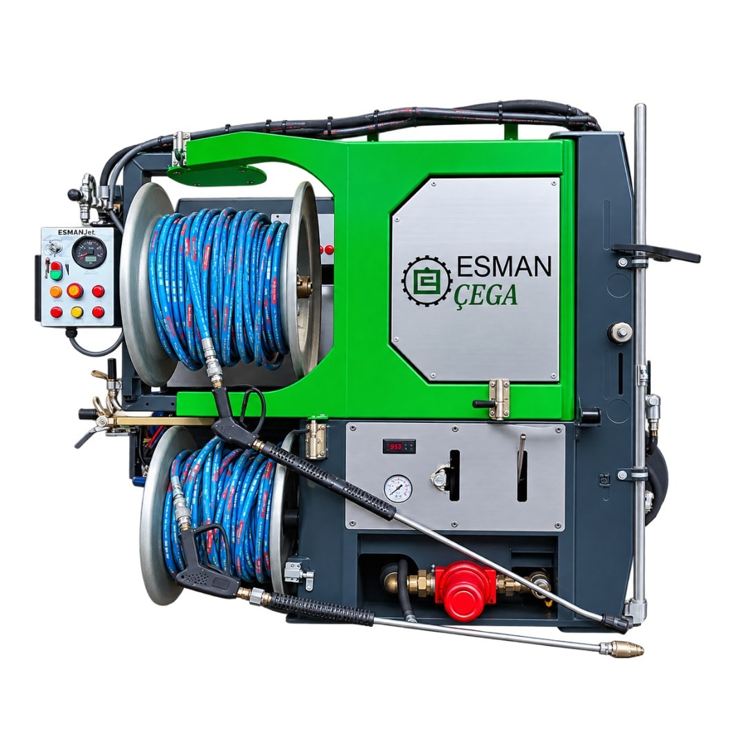 Esman Jet — studio view, hose reels and control panel